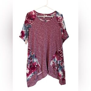 Live Well Floral‎ Raglan Knit Tunic Casual Boho Country Blouse Top XL